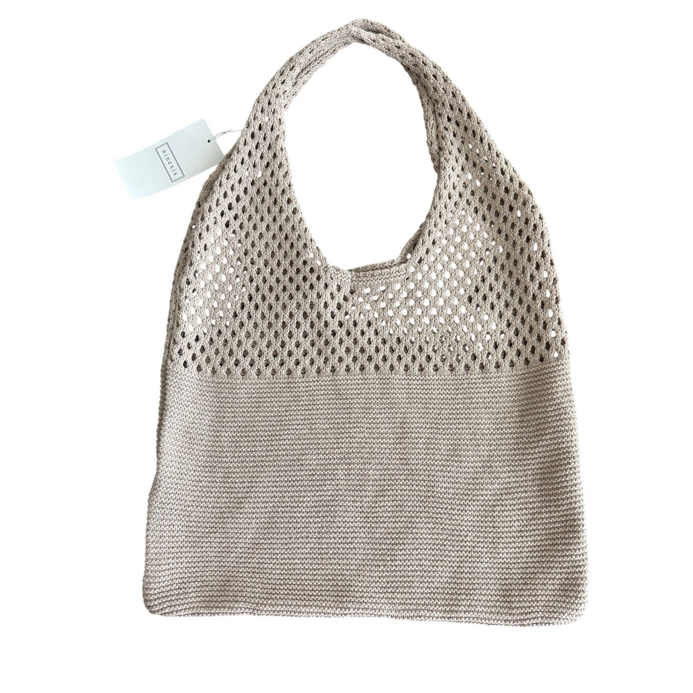 Ninexis NWT Neutral Beige Stretchy Open Knit Farmer's Market Summer Shoulder Bag